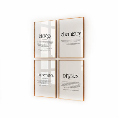 Student Bedroom Decor Set Of 4 Definition Prints - Magic Posters