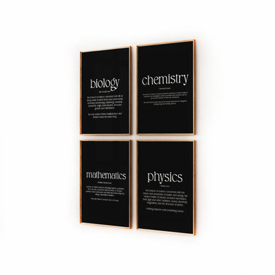 Student Bedroom Decor Set Of 4 Definition Prints - Magic Posters