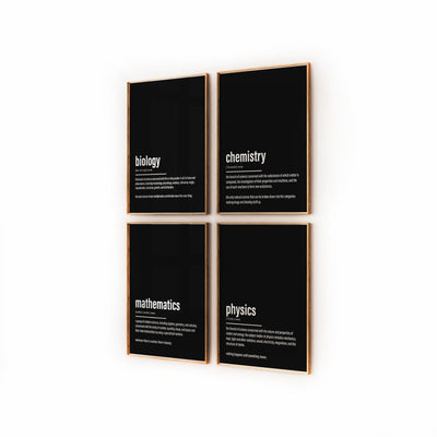 Student Bedroom Decor Set Of 4 Definition Prints - Magic Posters