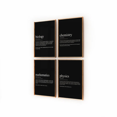 Student Bedroom Decor Set Of 4 Definition Prints - Magic Posters