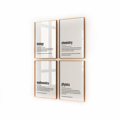 Student Bedroom Decor Set Of 4 Definition Prints - Magic Posters