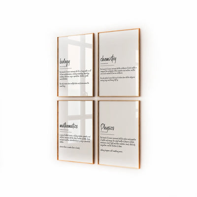 Student Bedroom Decor Set Of 4 Definition Prints - Magic Posters
