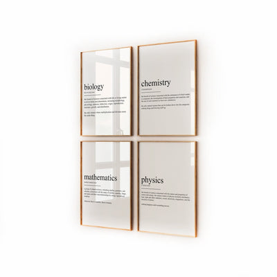 Student Bedroom Decor Set Of 4 Definition Prints - Magic Posters