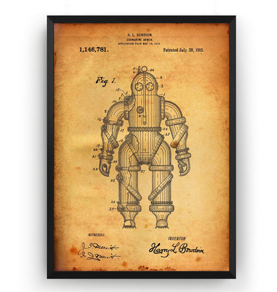 Submarine Armour 1915 Patent Print - Magic Posters
