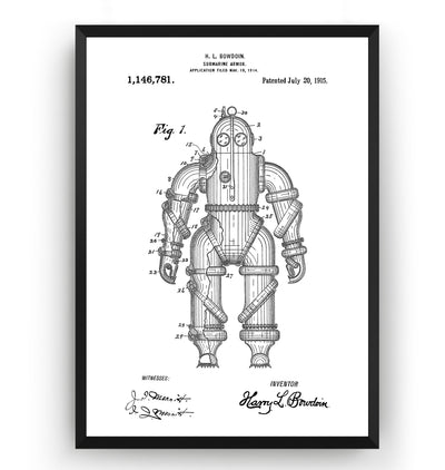 Submarine Armour 1915 Patent Print - Magic Posters
