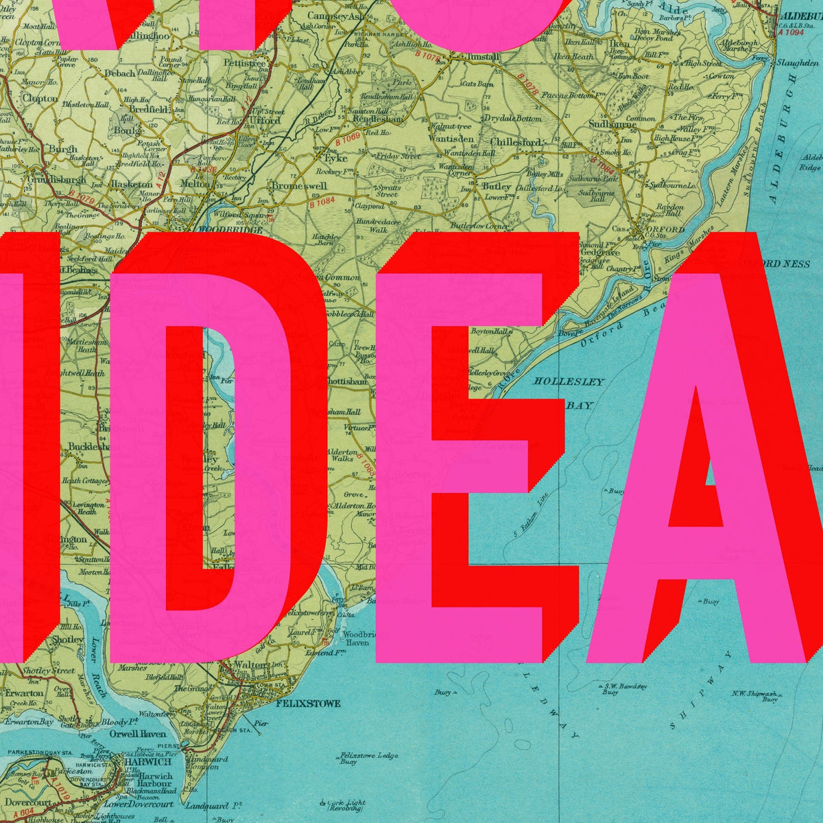 Suffolk Retro Pop Art Map Print