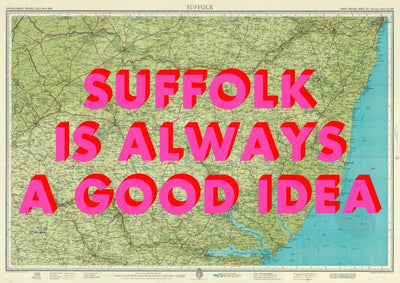 Suffolk Retro Pop Art Map Print