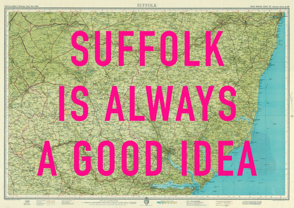 Suffolk Retro Pop Art Map Print