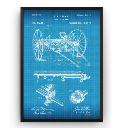 Sulky Hay Rake 1883 Patent Print - Magic Posters