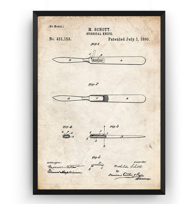 Surgical Knife 1890 Patent Print - Magic Posters
