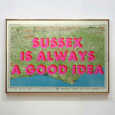 Sussex Retro Pop Art Map Print - Magic Posters