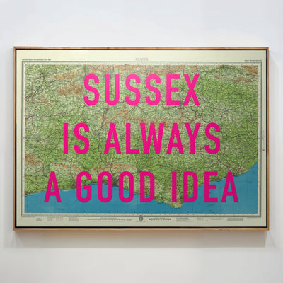 Sussex Retro Pop Art Map Print - Magic Posters