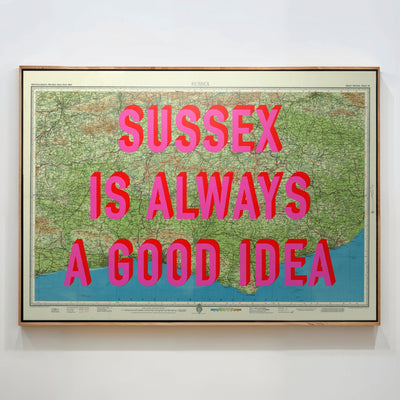 Sussex Retro Pop Art Map Print - Magic Posters
