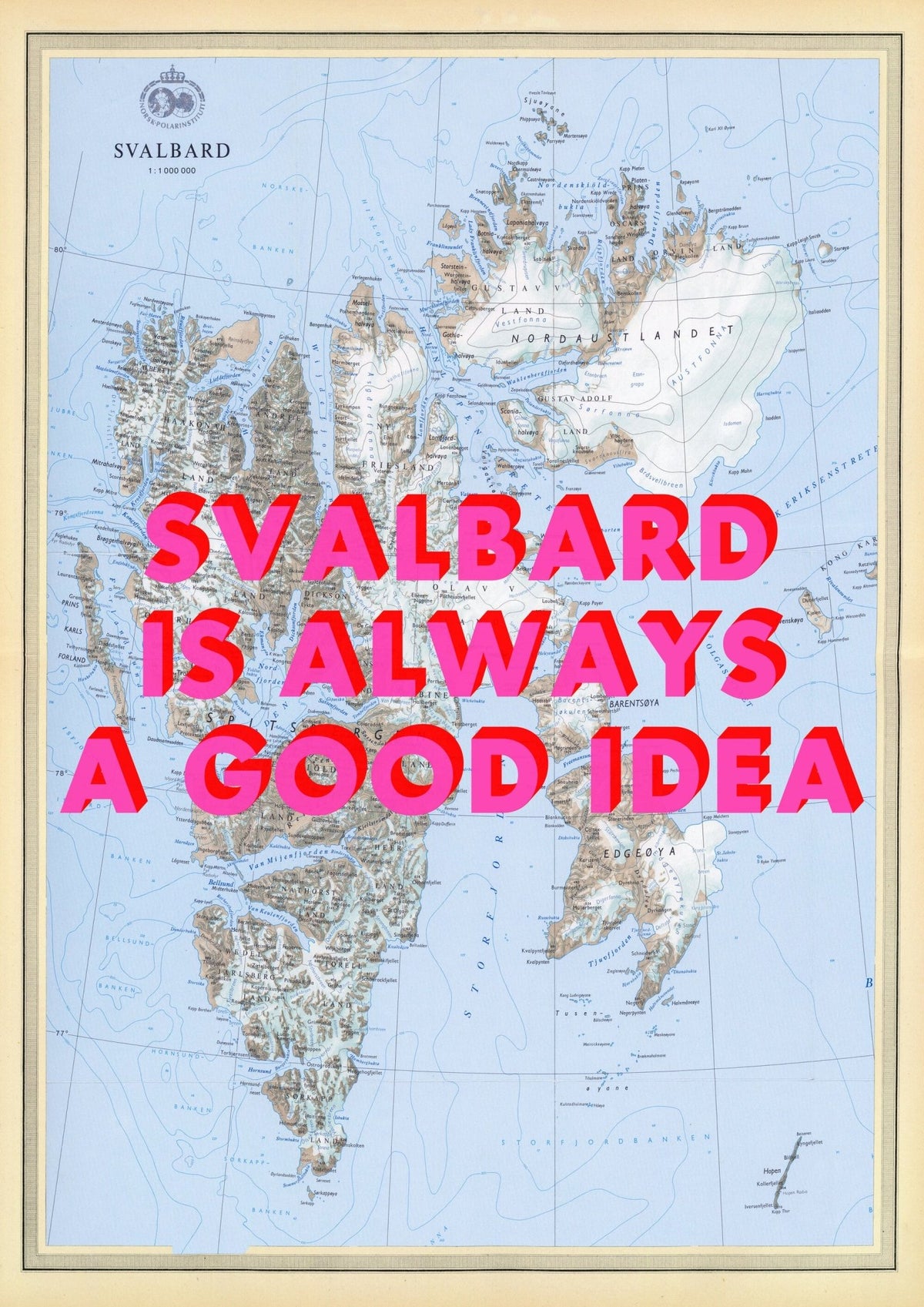 Svalbard Retro Pop Art Map Print (portrait) - Magic Posters