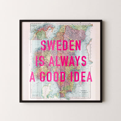 Sweden Retro Pop Art Map Print - Magic Posters