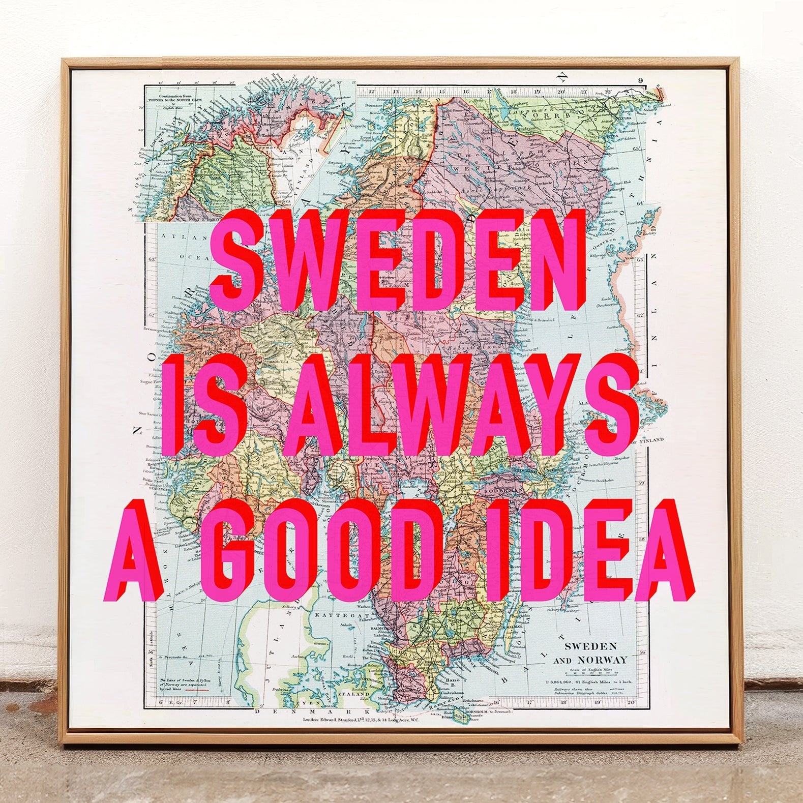 Sweden Retro Pop Art Map Print - Magic Posters