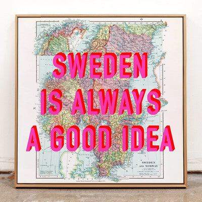 Sweden Retro Pop Art Map Print - Magic Posters