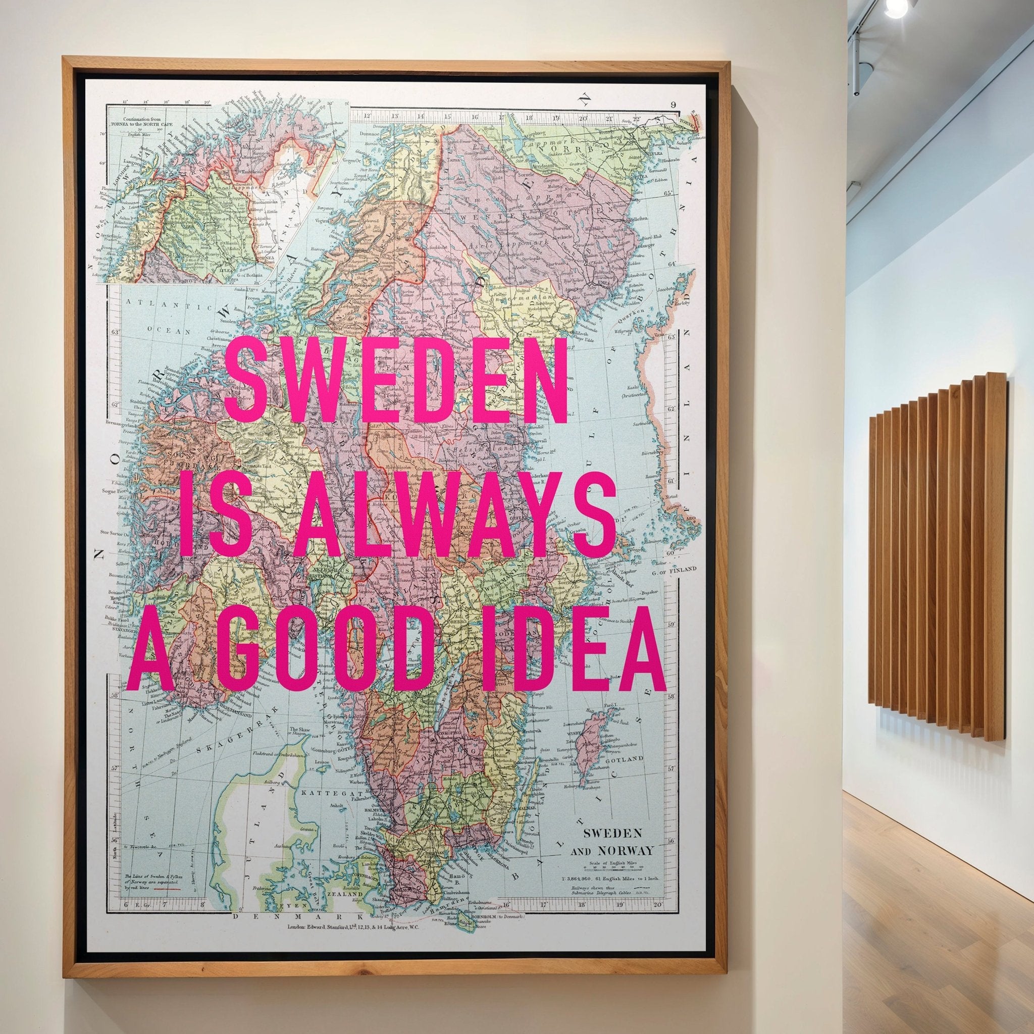 Sweden Retro Pop Art Map Print - Magic Posters
