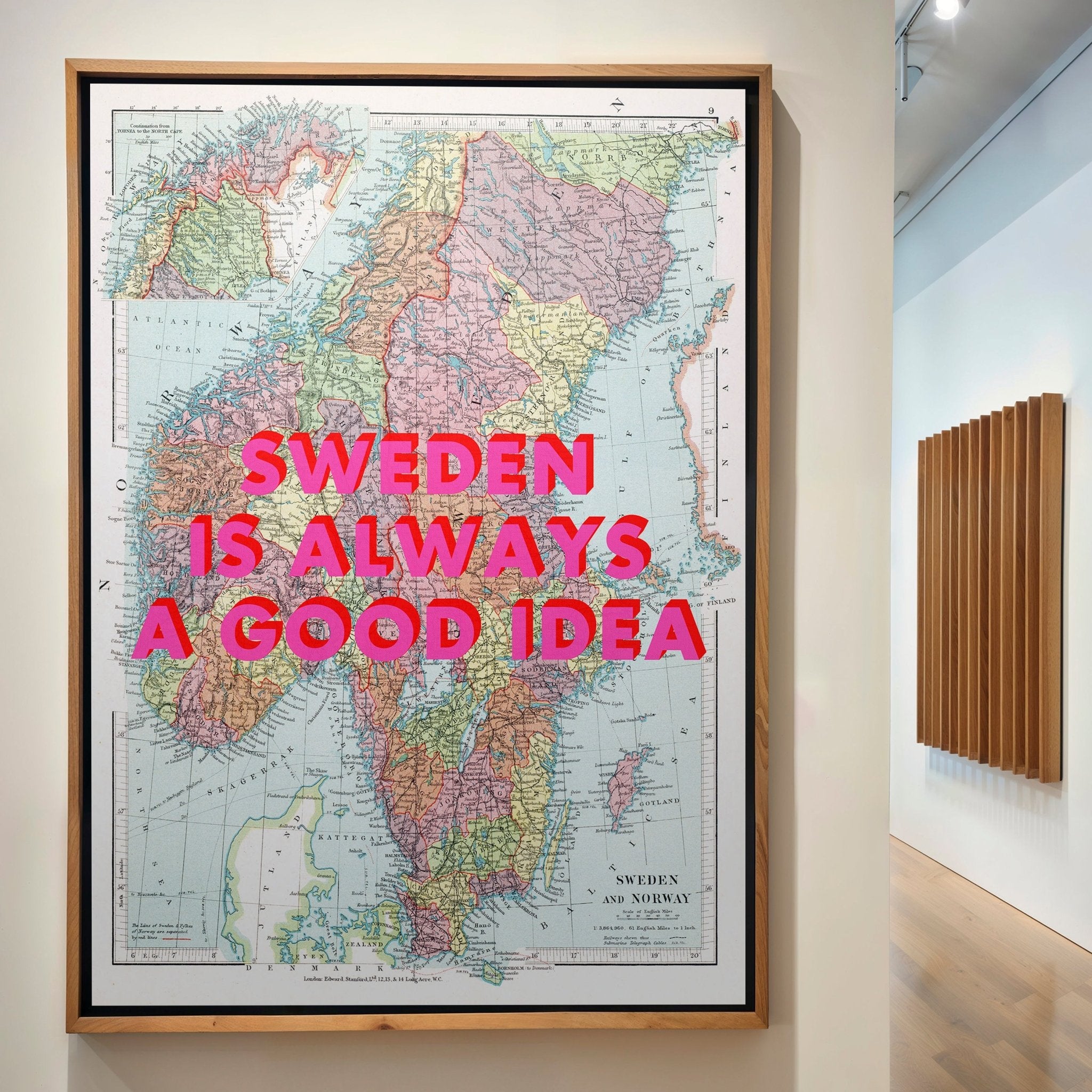 Sweden Retro Pop Art Map Print - Magic Posters