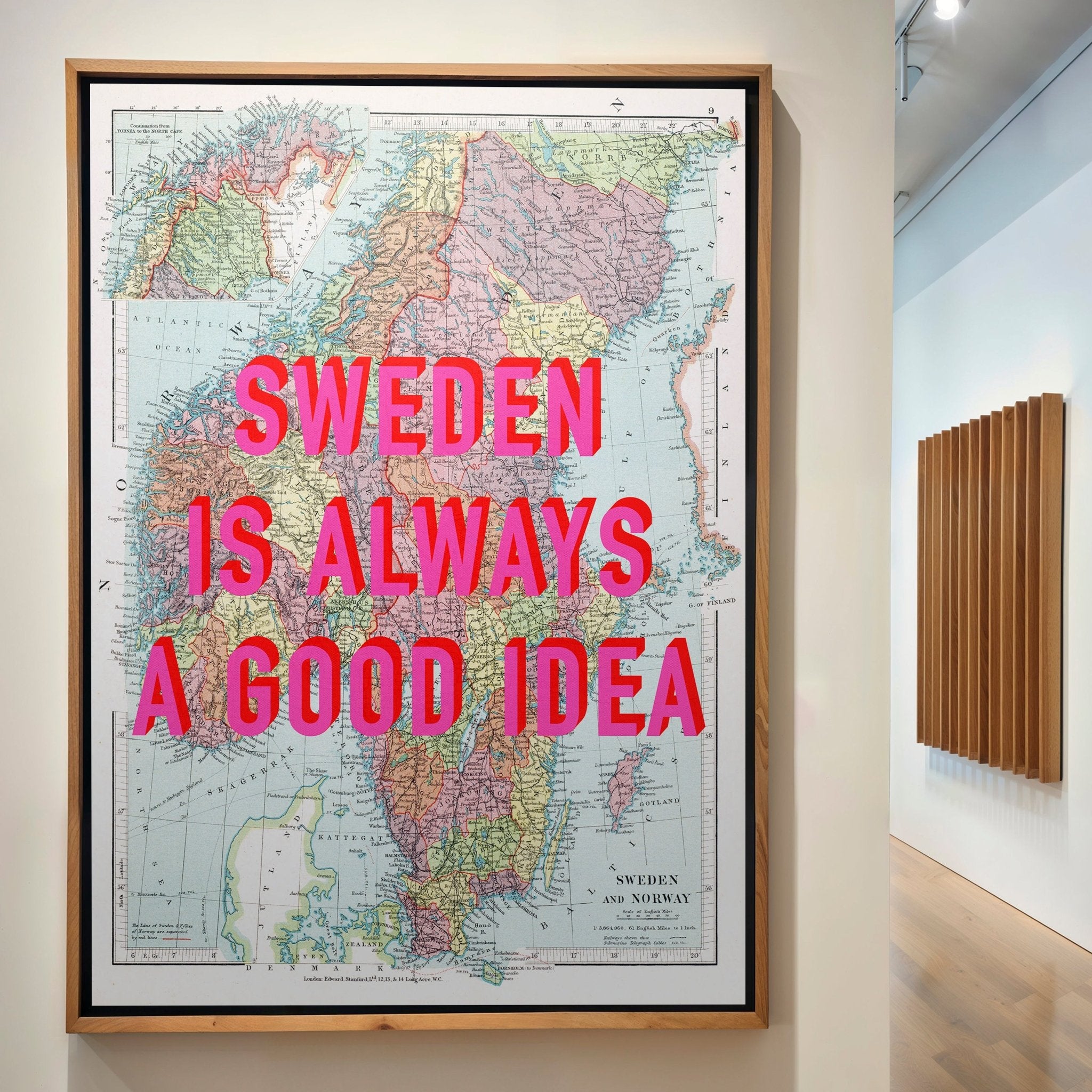 Sweden Retro Pop Art Map Print - Magic Posters