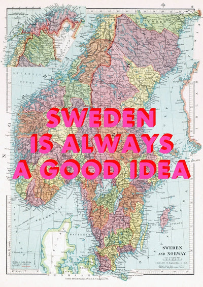 Sweden Retro Pop Art Map Print