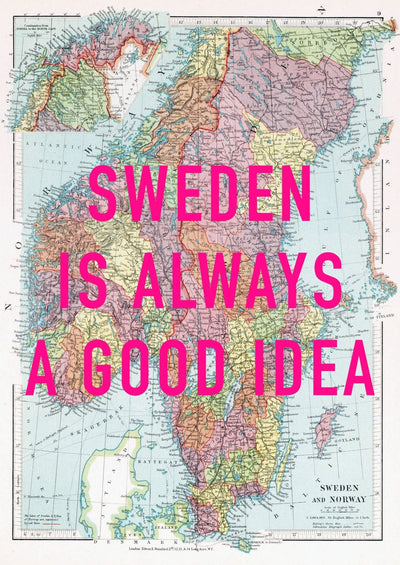 Sweden Retro Pop Art Map Print