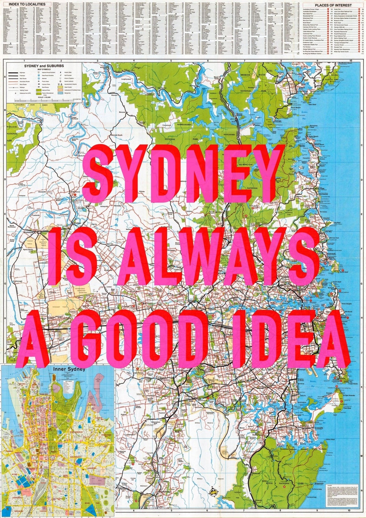 Sydney Retro Pop Art Map Print (Portrait v2)