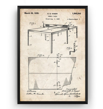 Table Tennis 1935 Patent Print - Magic Posters