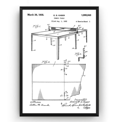 Table Tennis 1935 Patent Print - Magic Posters