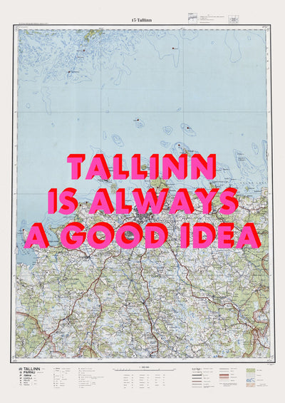 Tallinn Retro Pop Art Map Print (portrait) - Magic Posters
