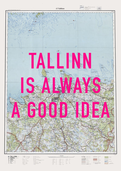 Tallinn Retro Pop Art Map Print (portrait) - Magic Posters