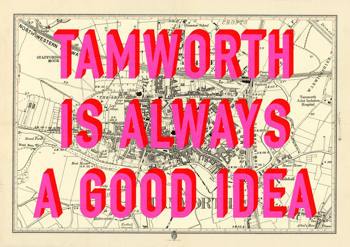 Tamworth Retro Pop Art Map Print