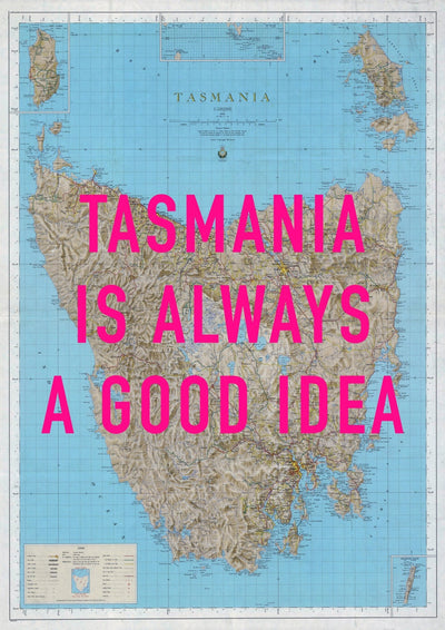 Tasmania Retro Pop Art Map Print (portrait)