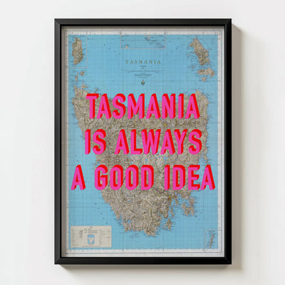 Tasmania Retro Pop Art Map Print (portrait) - Magic Posters