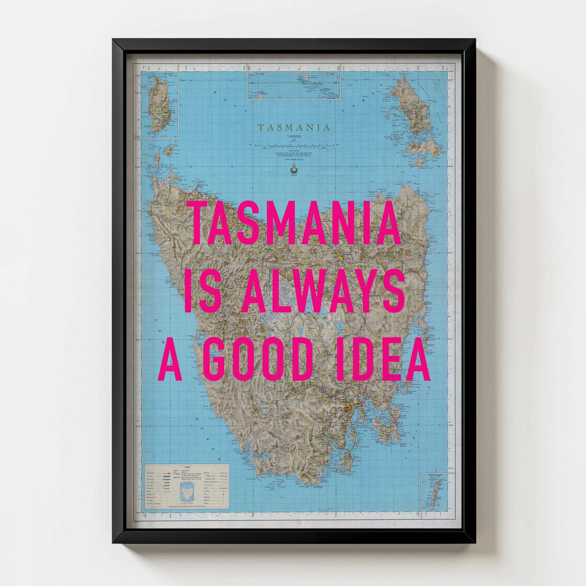 Tasmania Retro Pop Art Map Print (portrait) - Magic Posters