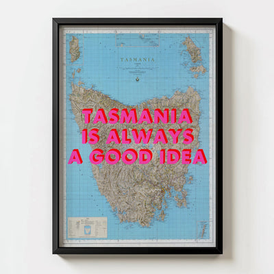 Tasmania Retro Pop Art Map Print (portrait) - Magic Posters