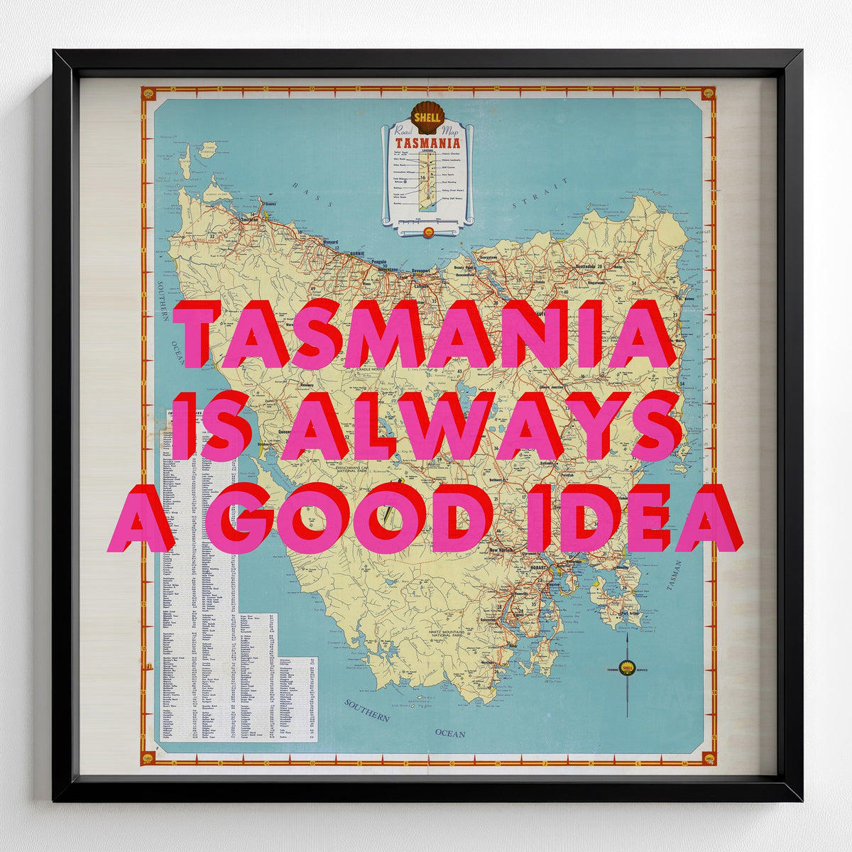 Tasmania Retro Pop Art Map Print (square) - Magic Posters
