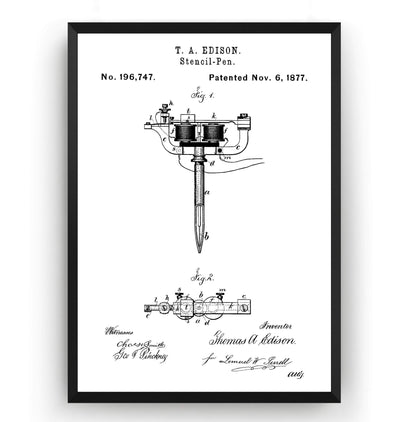 Tattoo Machine 1877 Patent Print - Magic Posters