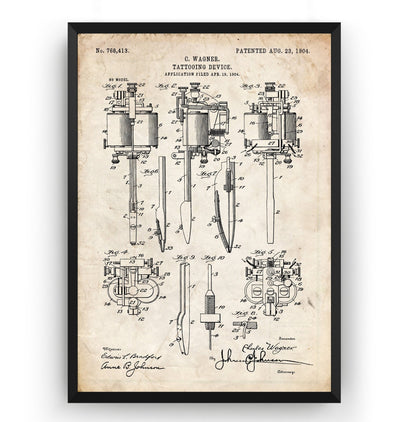 Tattoo Machine 1904 Patent Print - Magic Posters