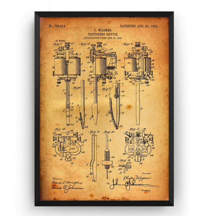 Tattoo Machine 1904 Patent Print - Magic Posters