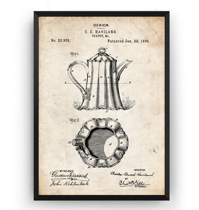 Tea Pot 1895 Patent Print - Magic Posters