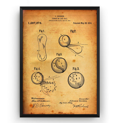 Tennis Ball 1914 Patent Print - Magic Posters
