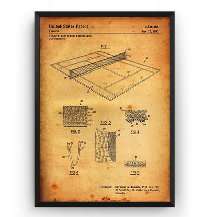 Tennis Court 1982 Patent Print - Magic Posters