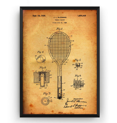 Tennis Racket 1928 Patent Print - Magic Posters