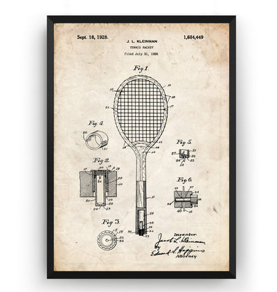 Tennis Racket 1928 Patent Print - Magic Posters