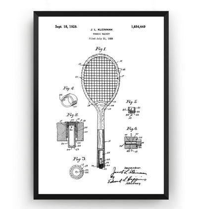 Tennis Racket 1928 Patent Print - Magic Posters