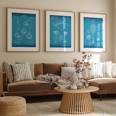 Tennis Set Of 3 Patent Prints - Magic Posters