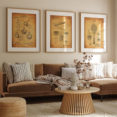 Tennis Set Of 3 Patent Prints - Magic Posters