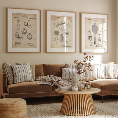 Tennis Set Of 3 Patent Prints - Magic Posters
