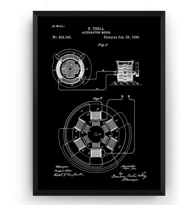 Tesla Alternating Motor Patent Print - Magic Posters